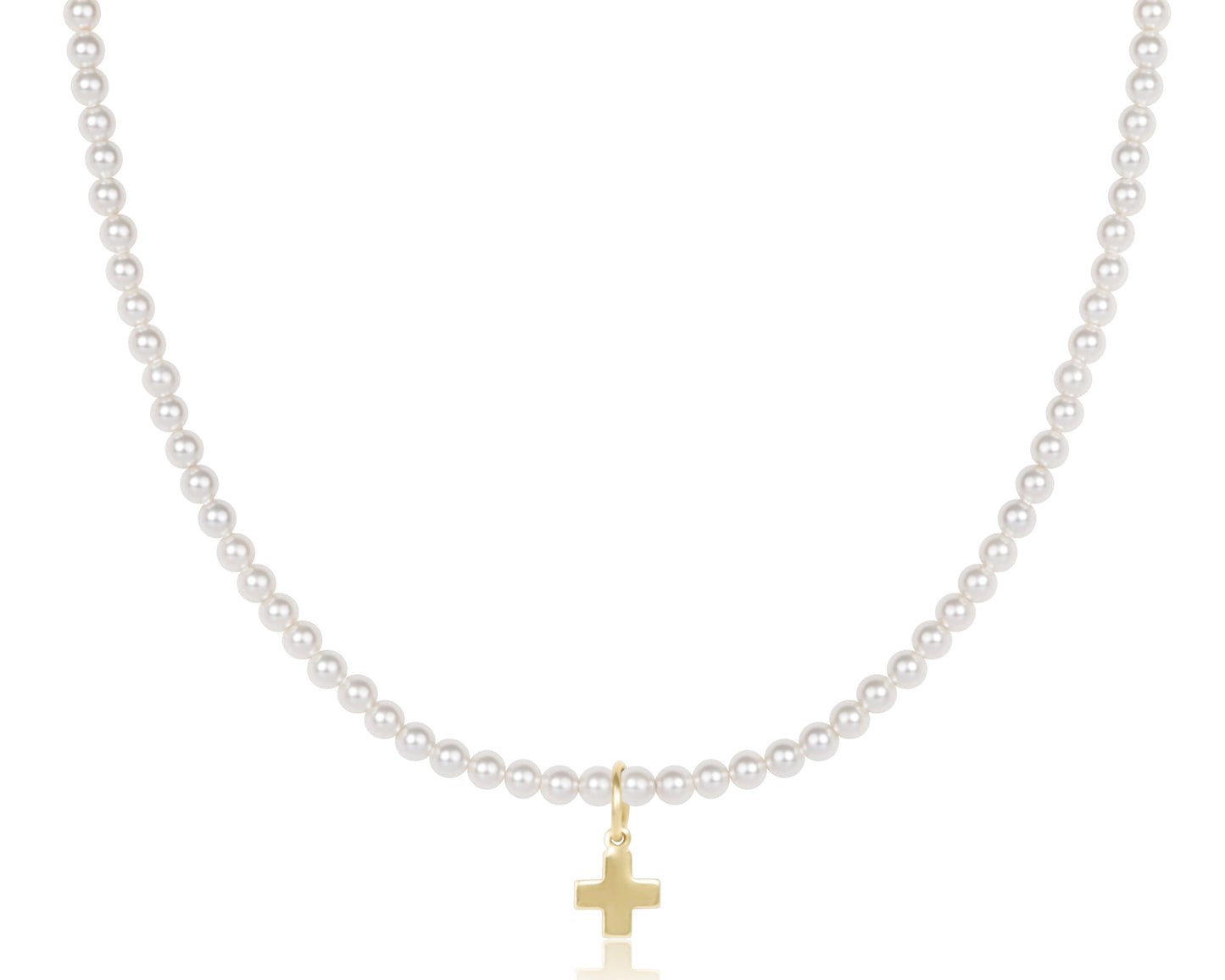 Choker Classic Pearl 3mm Bead - Signature Cross Gold Charm