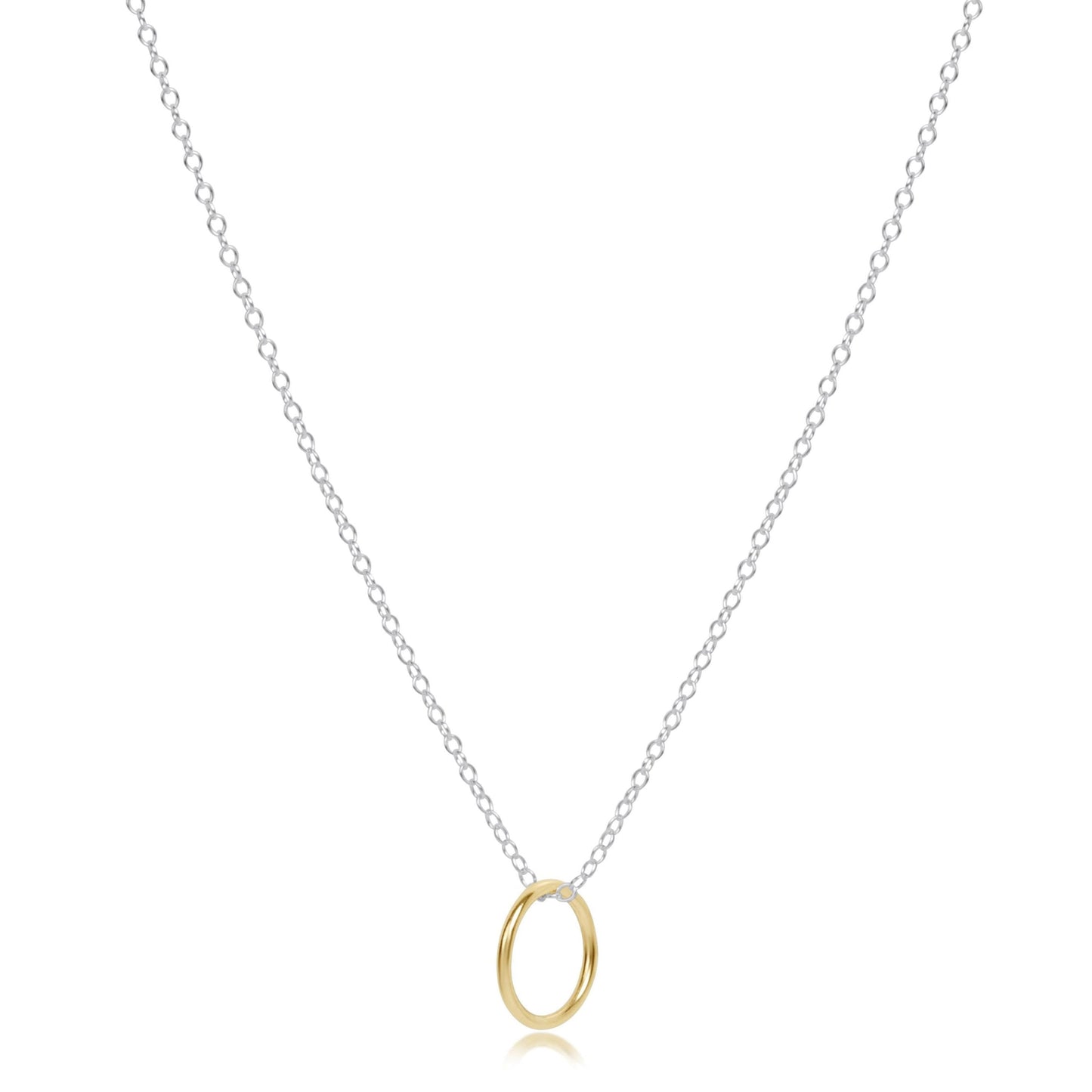 16" Necklace Sterling Mixed Metal - Halo Gold Charm