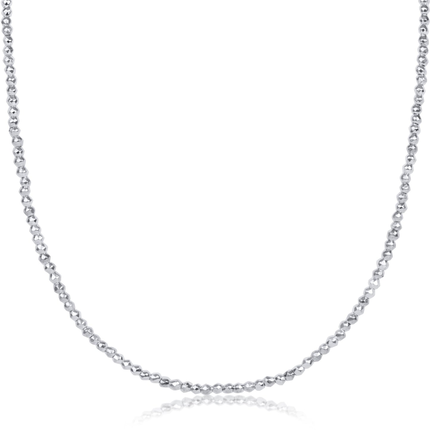 choker bright silver faceted hematite 2mm bead