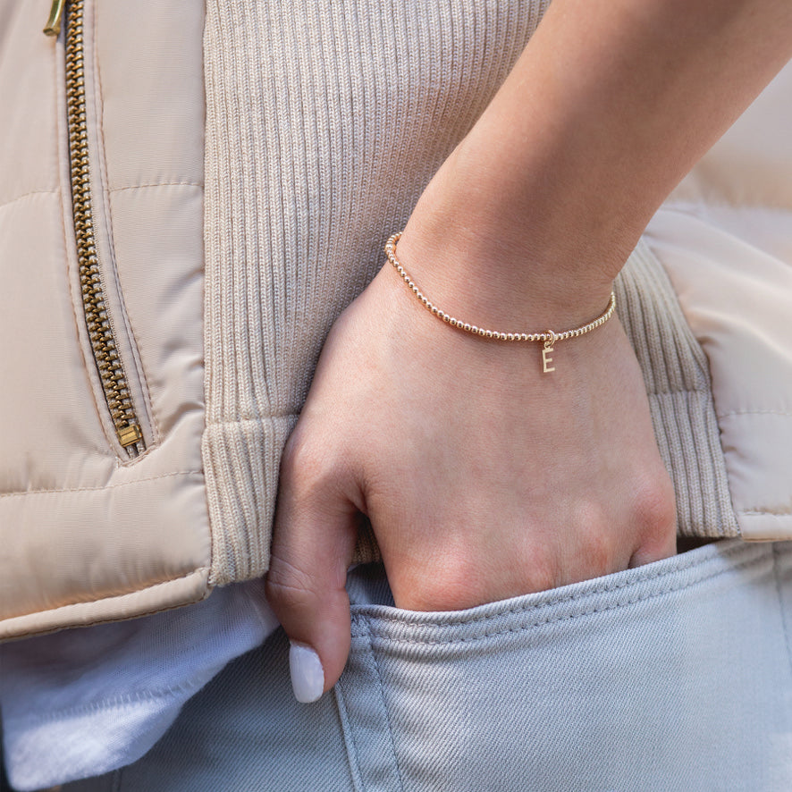Classic Gold 2mm Bead Bracelet - Respect Gold Charm