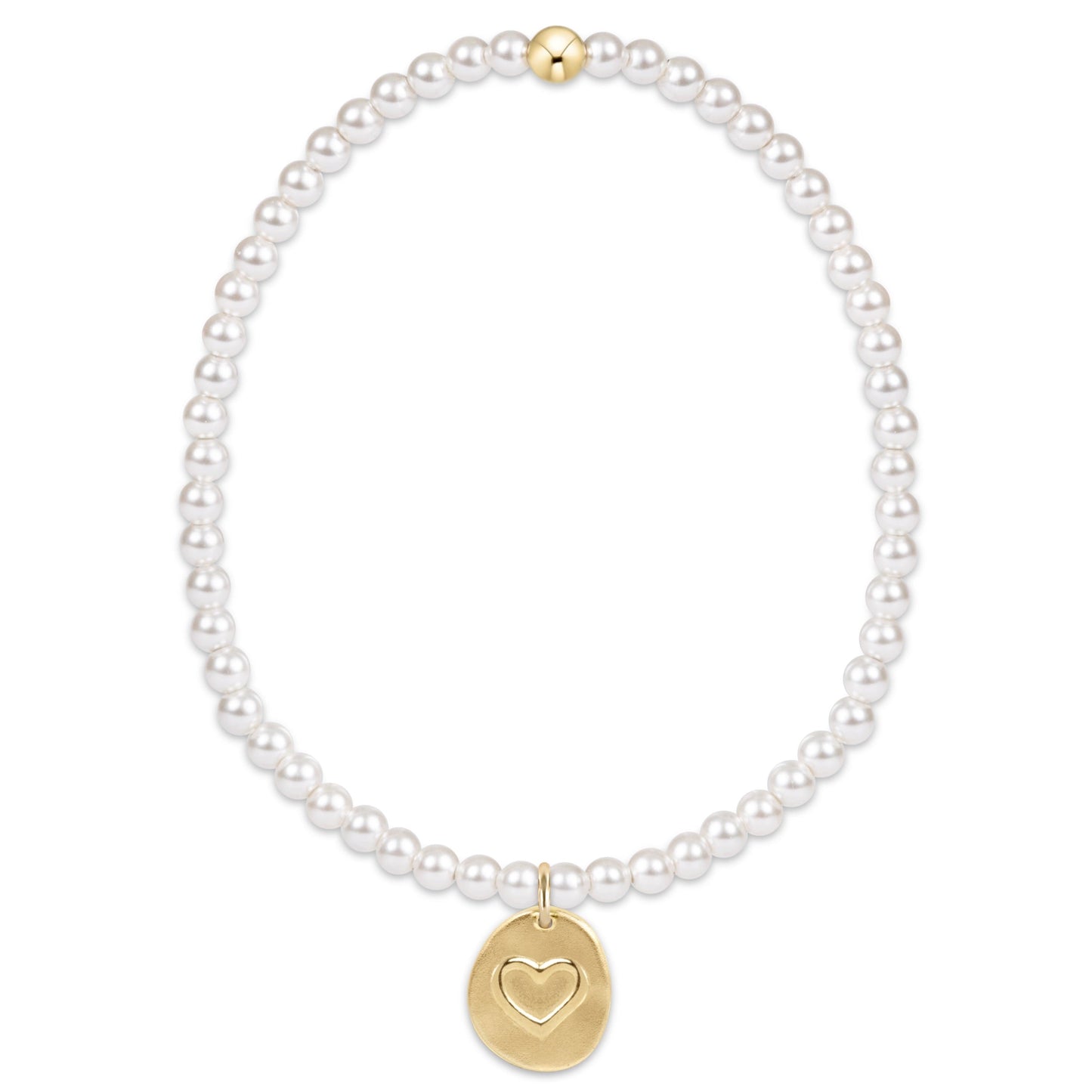 classic pearl 3mm bead bracelet - inspire love small gold charm