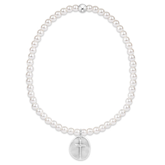 classic pearl 3mm bead bracelet - inspire small sterling charm