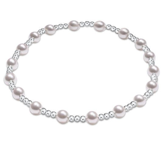 Classic Sincerity Pattern Sterling 4mm Bead Bracelet - Pearl