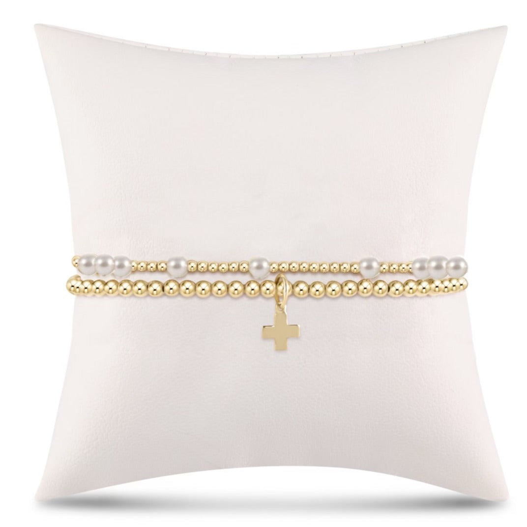 Full of Hope Pearl Stack - Signature Cross Gold Charm