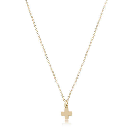 16" Necklace Gold - Signature Cross Small Gold Charm