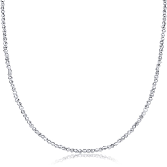 choker bright silver faceted hematite 2mm bead