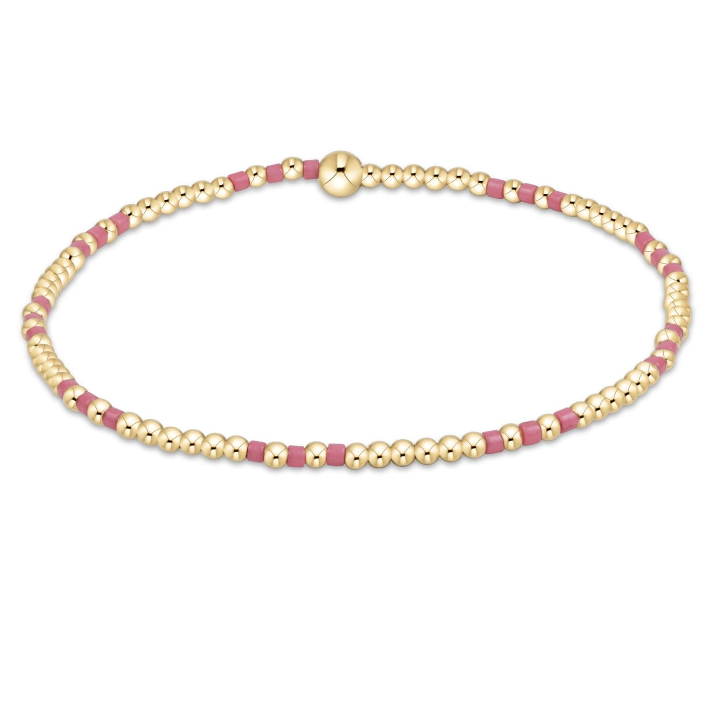 Hope Joy Pattern 2mm Bead Bracelet - Bright Pink