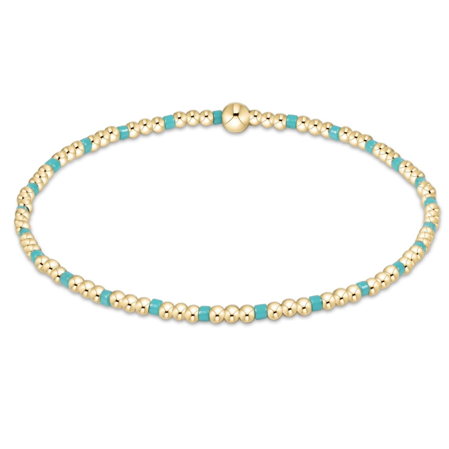 Hope Sincerity Pattern 2mm Bead Bracelet - Turquoise