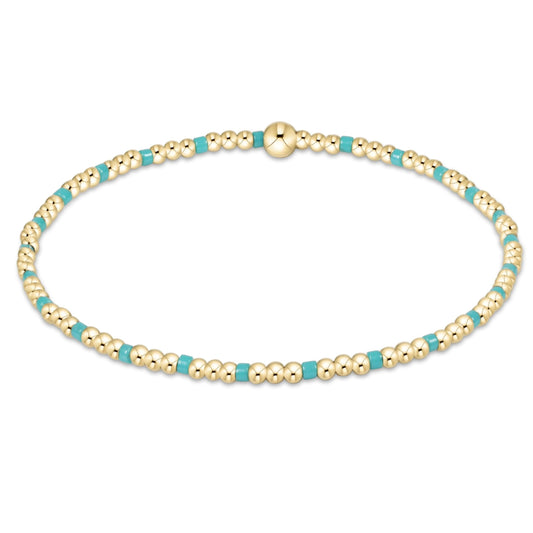 Hope Sincerity Pattern 2mm Bead Bracelet - Turquoise