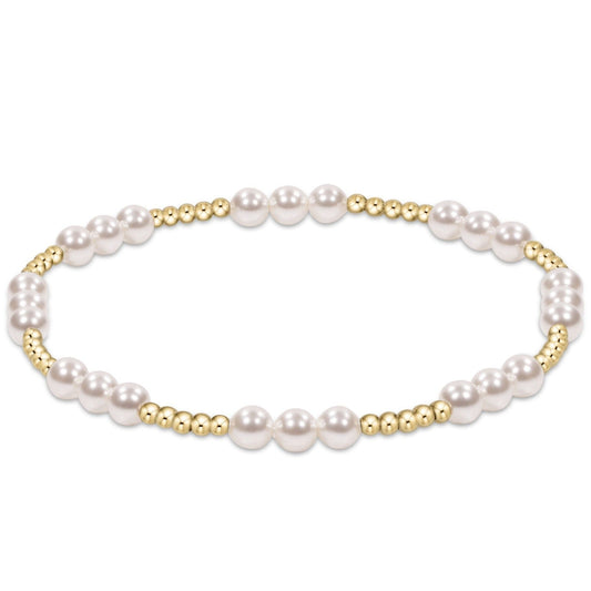 Classic Joy Pattern 4mm Bead Bracelet - Pearl