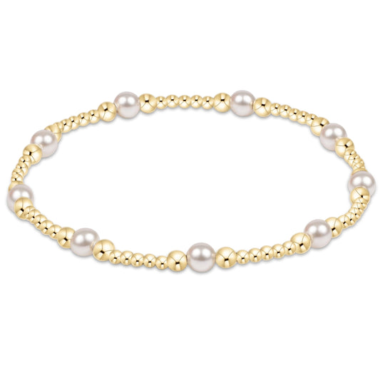 Classic Purpose Pattern 4mm Bead Bracelet - Pearl