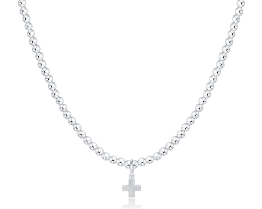 Choker Classic Sterling 3mm Bead - Signature Cross Sterling Charm